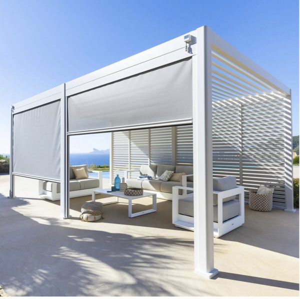 Store blanc pour côté 6 mètres pour pergola Evora 3.60 x 6 mètres