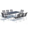 Lusiana 8 : ensemble de jardin en acier inoxydable gris et textilène 8 personnes Design Moderne
