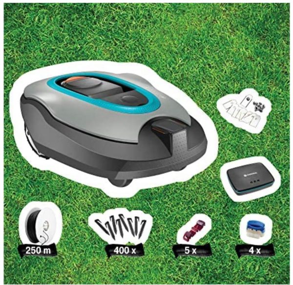 Gardena kit smart SILENO+ : tondeuse robot pour surfaces jusqu'à 1 600 m², commande confortable par smart App, avec smart Gateway (19064-66)