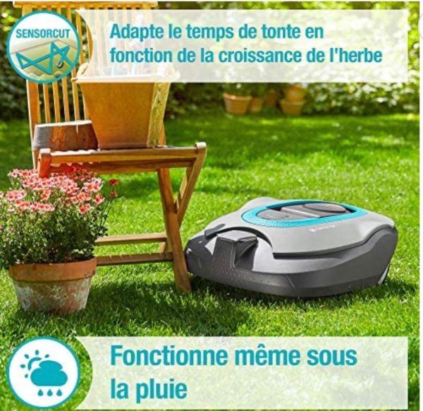 Gardena kit smart SILENO+ : tondeuse robot pour surfaces jusqu'à 1 600 m², commande confortable par smart App, avec smart Gateway (19064-66)