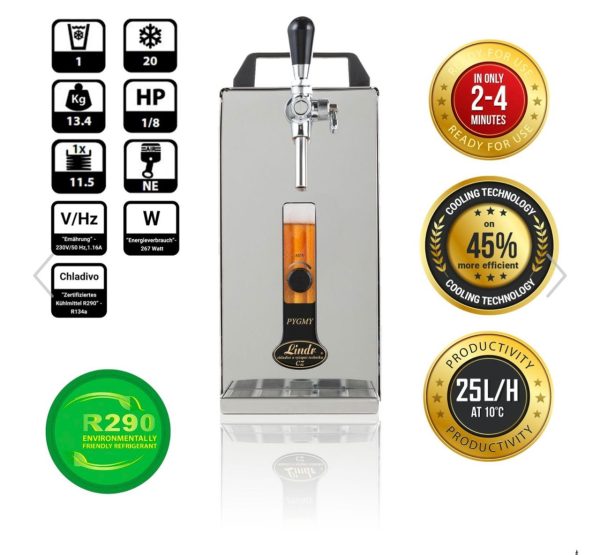 Tireuse a biere PYGMY 25 LE machine a biere, pompe a biere 1 ligne, 25 litres/h, Green Line