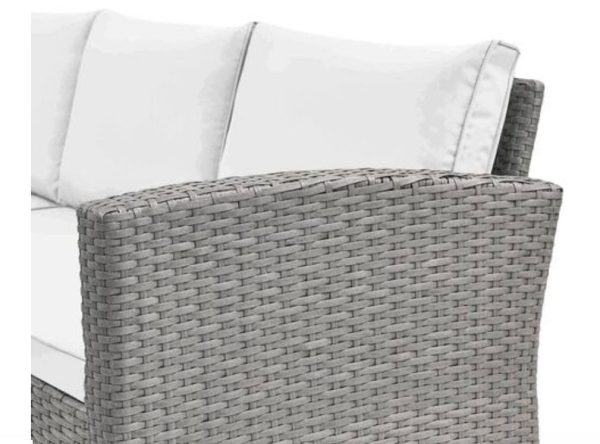 SOLEDAD - Salon de jardin canapé d'angle en résine tressée 8 personnes - Gris Design Moderne