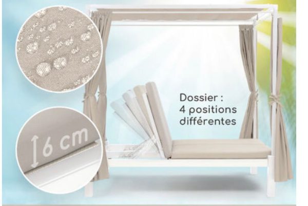 blumfeldt Eremitage Bain de soleil 2 personnes cadre acier pare-soleil rideaux c Design Moderne