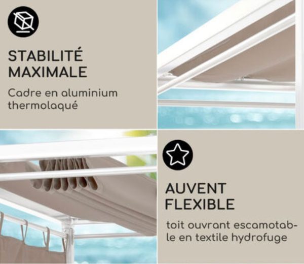 blumfeldt Eremitage Bain de soleil 2 personnes cadre acier pare-soleil rideaux c Design Moderne