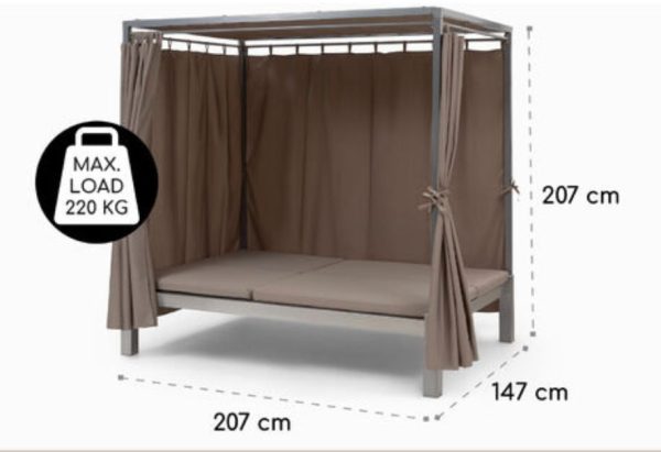 Eremitage Bain de soleil 2 personnes cadre acier pare-soleil rideaux t Design Moderne