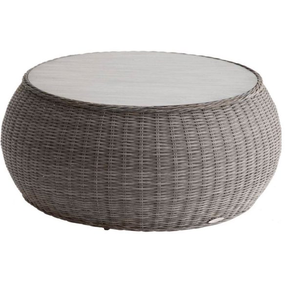 Salon de jardin Bétong Bûche 5 places - Aluminium traité époxy, Résine tressée, Polyester