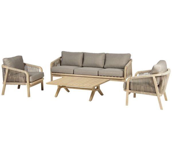 Salon de jardin Papouasie 5 places - Polyester, Acacia certifié FSC®