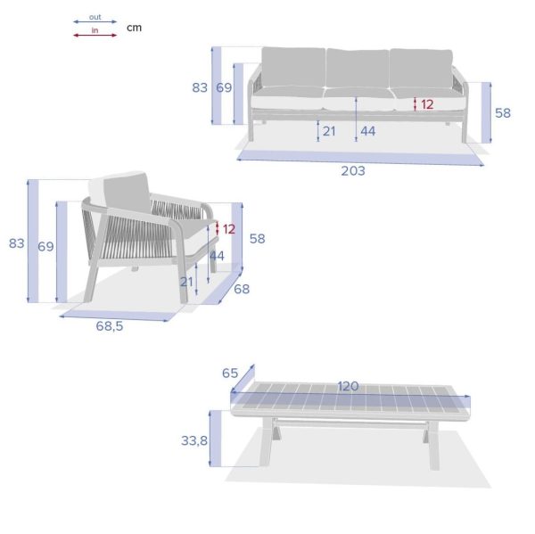 Salon de jardin Papouasie 5 places - Polyester, Acacia certifié FSC®
