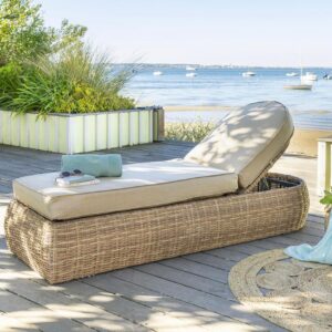 Lit de piscine Mooréa Savana Aluminium traité époxy, Résine tressée, Polyester