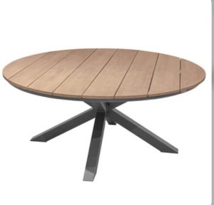 Table de jardin ronde Oriengo Acacia & Graphite 8 places - Aluminium traité époxy, Acacia certifié FSC®
