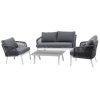 Salon de jardin Barcelone Granit & Blanc 4 places - Aluminium traité époxy, Polyester