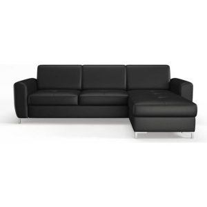 Canapé d'angle fixe réversible - Simili noir - L 265 x P 170 x H 83 cm - LEXX Design Moderne