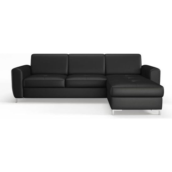 Canapé d'angle fixe réversible - Simili noir - L 265 x P 170 x H 83 cm - LEXX Design Moderne