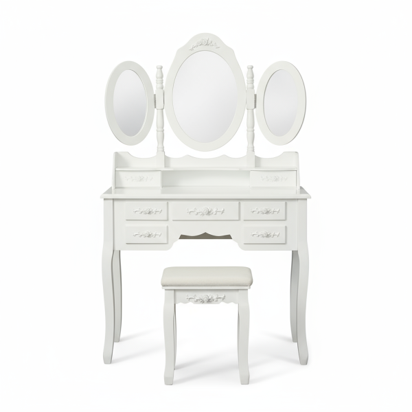 Coiffeuse fille d’angle avec miroir de maquillage lampe miroir Design Moderne