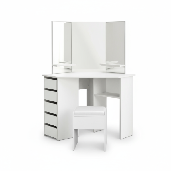 Coiffeuse Maquillage avec 3 Panneaux Miroirs Design Moderne