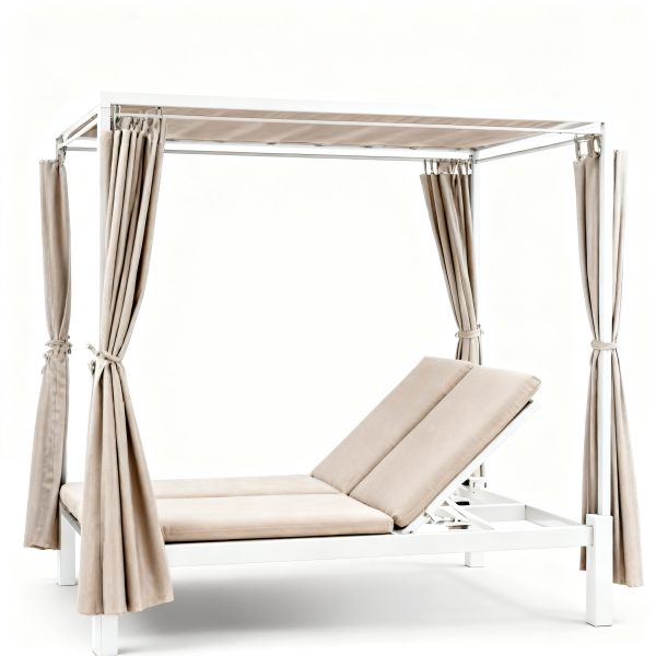 blumfeldt Eremitage Bain de soleil 2 personnes cadre acier pare-soleil rideaux c Design Moderne