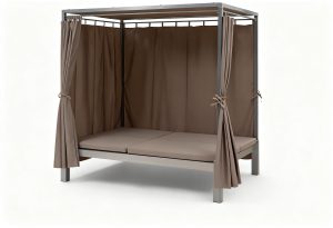 Eremitage Bain de soleil 2 personnes cadre acier pare-soleil rideaux t Design Moderne