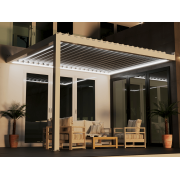 pergola-bioclimatique-aluminium-s3-entre-murs-lames-perpendiculaires-sur-mesure (1) Pergola Bioclimatique Aluminium S3 Entre Murs Lames Perpendiculaires – Motorisation Électrique