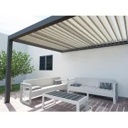 pergola-bioclimatique-aluminium-s3-entre-murs-lames-perpendiculaires-sur-mesure (2) Pergola Bioclimatique Aluminium S3 Entre Murs Lames Perpendiculaires – Motorisation Électrique