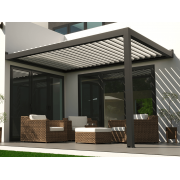 pergola-bioclimatique-aluminium-s3-entre-murs-lames-perpendiculaires-sur-mesure (3) Pergola Bioclimatique Aluminium S3 Entre Murs Lames Perpendiculaires – Motorisation Électrique