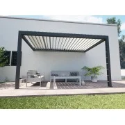 pergola-bioclimatique-lames-perpendiculaires-s3-sur-mesure (2) Pergola Bioclimatique Aluminium S3 Adossée – Lames Orientables Électriques