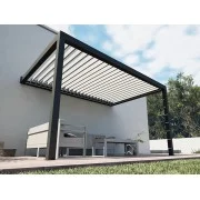 pergola-bioclimatique-lames-perpendiculaires-s3-sur-mesure Pergola Bioclimatique Aluminium S3 Adossée – Lames Orientables Électriques
